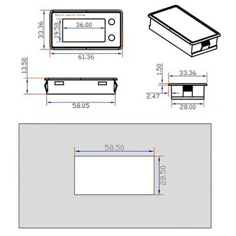 

1pc Battery capacity voltmeter Voltage DC Meter Digital 8-100V Black Parts