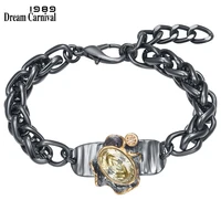 dreamcarnival1989 barroco dazzling big zircon bracelet for women thick cuban weaving chain thanks giving gift hot selling wb1241