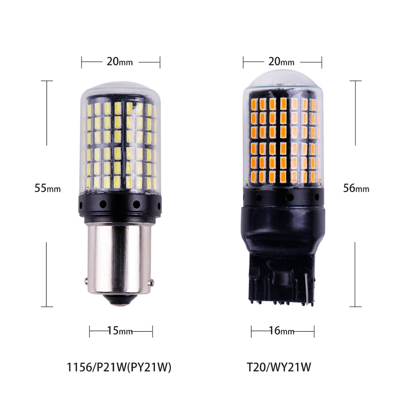 

1PC T20 7440 W21W LED Bulbs LED Bulbs Car Light Turn Signal Reverse Brake Light 3014 144smd Led CanBus 12V Automobiles Lamp DRL