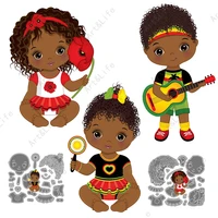 new metal cutting dies mould cute black boy and girl for scrapbooking handicraft stencils album paper card cut mould embossing