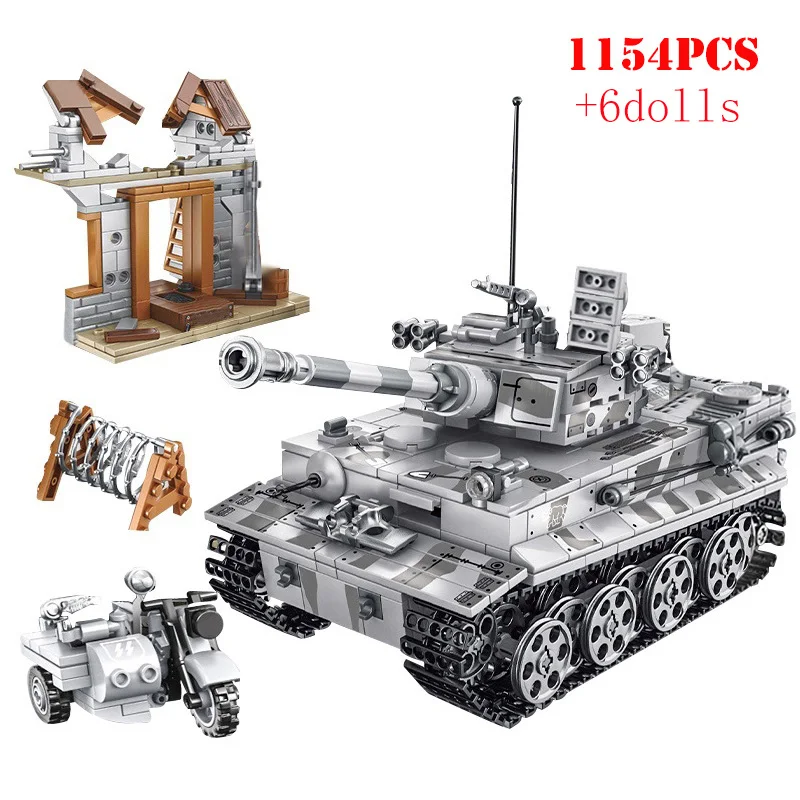 Конструктор Военный Panzer Tiger Tank Вторая мировая война фигурки солдат оружие