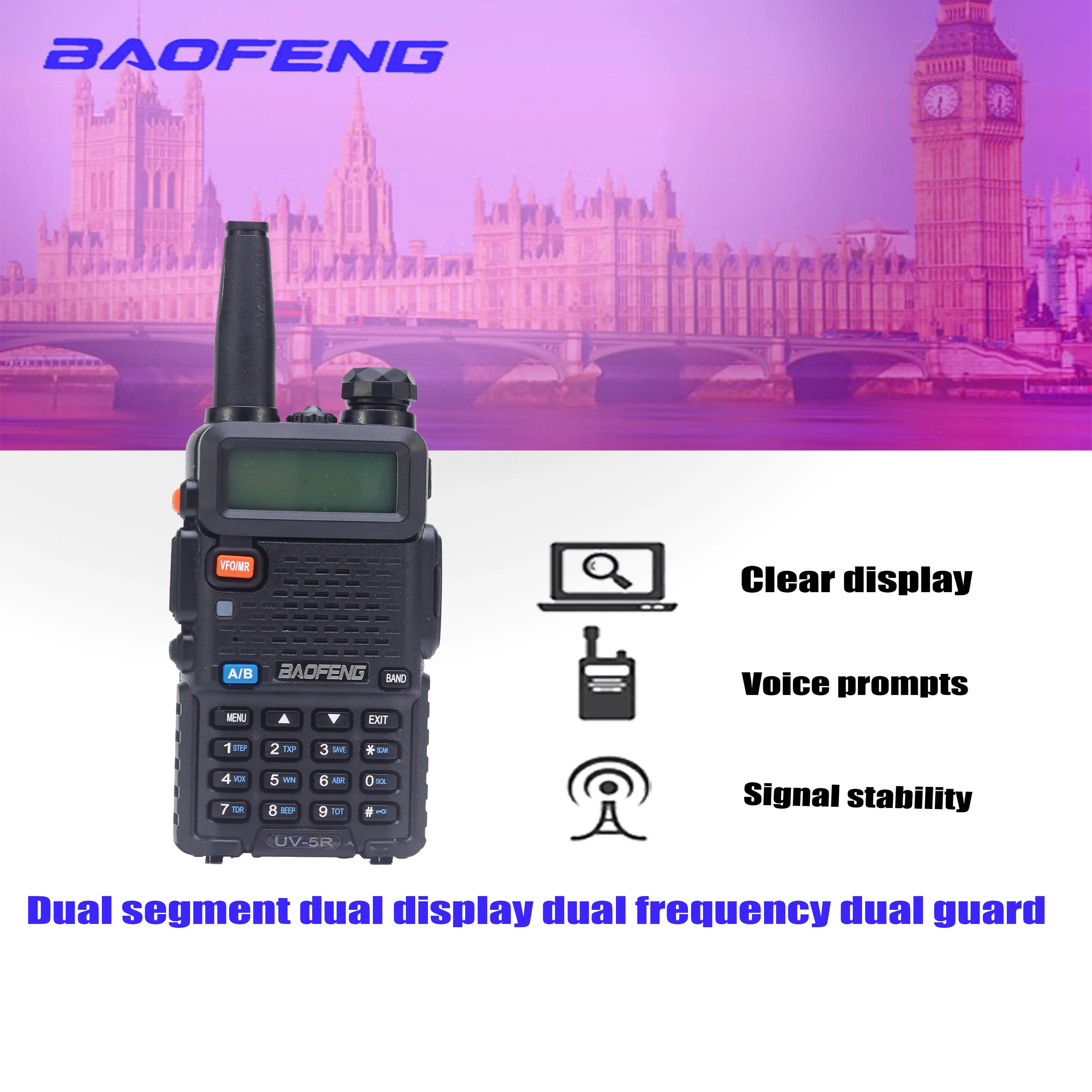 Baofeng UV-5R иди и болтай Walkie Talkie “иди профессиональный CB радиостанция баофэн UV 5R 5W VHF