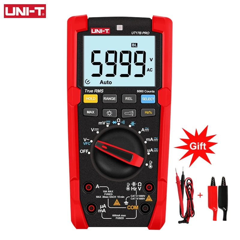 

Цифровой мультиметр UNI-T UT15B Pro UT17B Pro, измеритель емкости и сопротивления с функцией True RMS, с автонастройкой диапазона, 60mohm VFC Hz