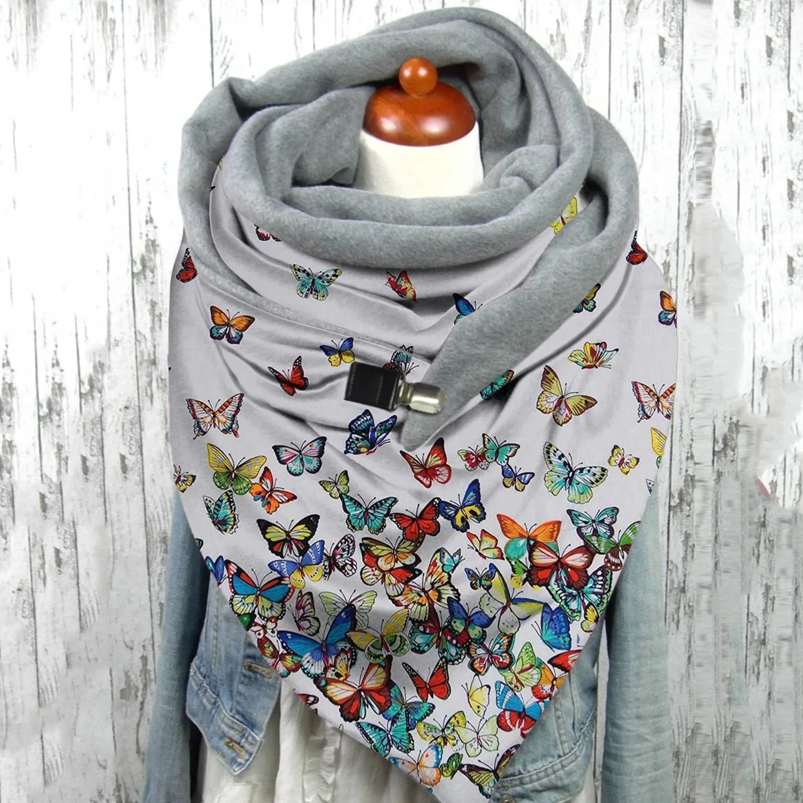 

Women Casual Warm Scarves Shawls Butterfly Printing Scarf Fashion Multi-Purpose Shawl Scarf Women Winter Knitting Scarf
