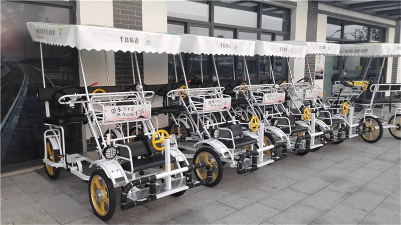 2pcs/lot 4 Seater Pedal Adult Tourist Tricycle Cargo Bike Road Tandem Rickshaw Surrey Sightseeing Bicycle | Бытовая техника