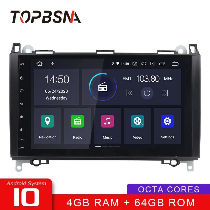 Автомобильный DVD плеер TOPBSNA проигрыватель на Android 10 с Wi Fi для Mercedes Benz B Class B200 W169 W245