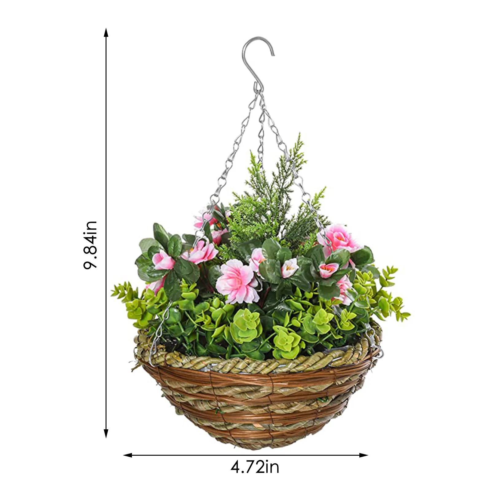 

Outsunny Pack Of 1 Artificial Lisianthus Flowers Hanging Planter With Basket For Indoor