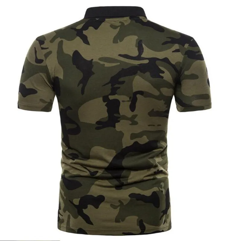 

ZNG 2020 Men's Camouflage T-shirt Summer New Cotton Short-sleeve TShirt Stand Collar men's Clothes Tees S-XXL