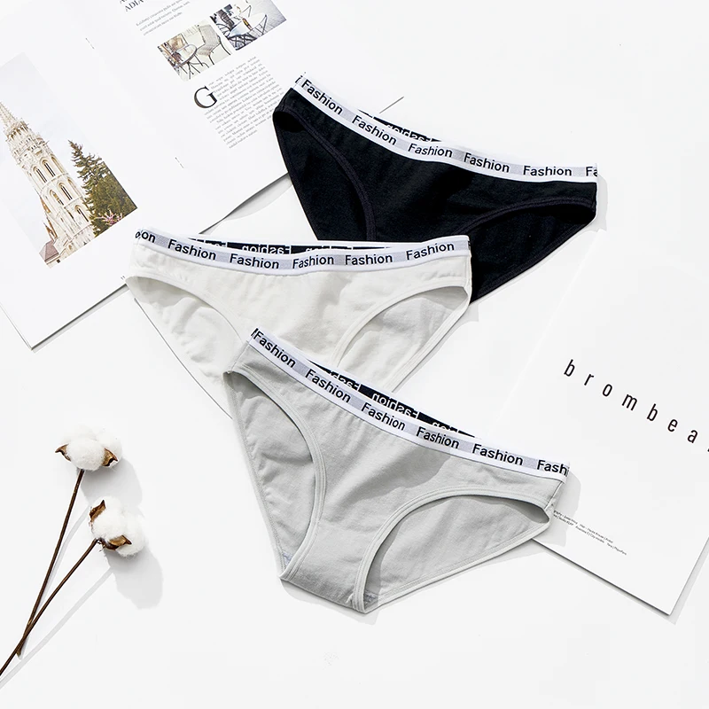 3Pcs Women's Underwear Panties Cotton Briefs Female Soft Sport Fashion Women Lingerie Intimates Free Shipping BANNIROU - купить по