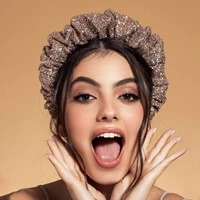 new bright glitter scrunchy headband for women girls volume wave fold hairband simple wide ladies hair accessories