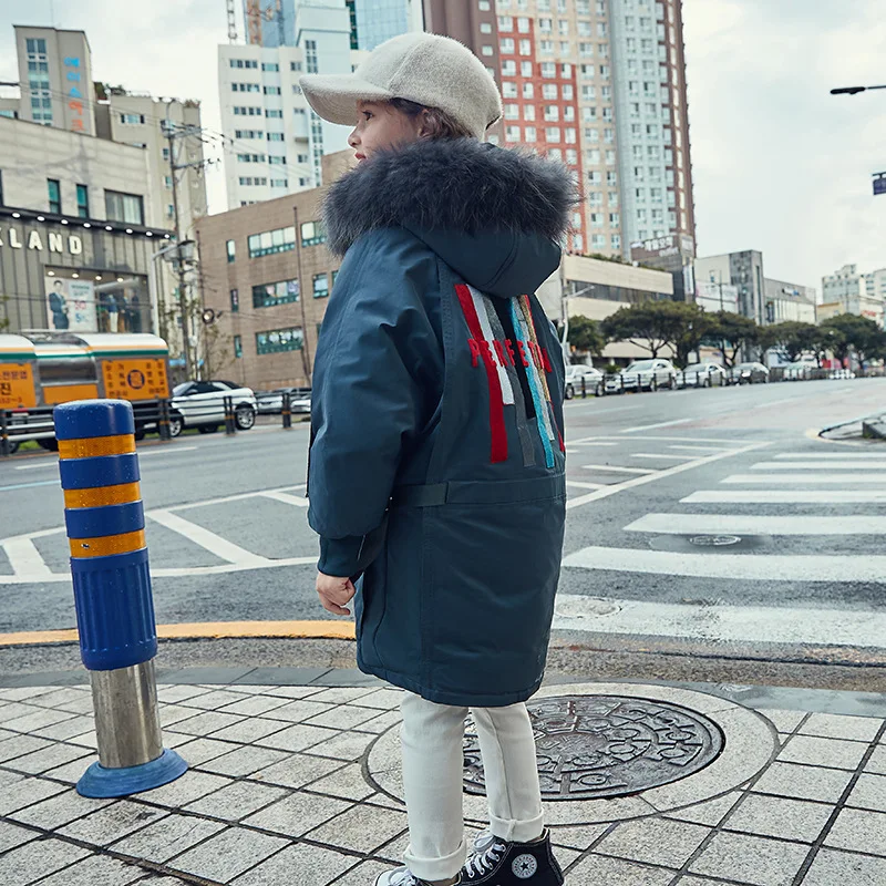 

2020 Winter Down Jacket For Girls Thick Warm Girls Fur Snowsuit Outdoor Boys Hooded Coat Children Parka Real Fur Clothing TZ628