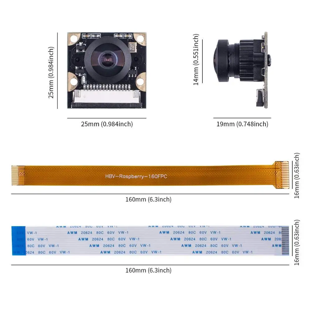 Модуль камеры Unihobby Raspberry Pi 4 5 мегапикселей 1080p OV5647 датчик регулируемый фокус