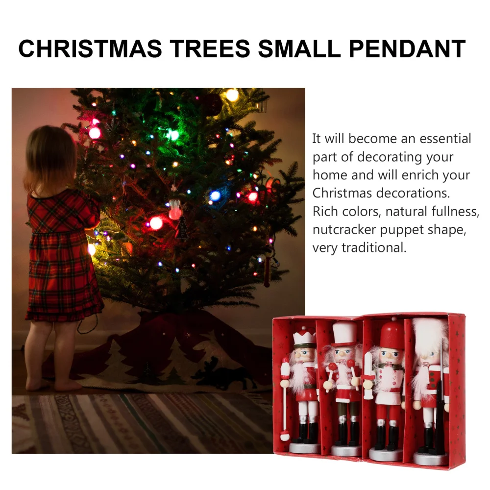 

4Pcs Adorable Nutcracker Figurine Pendant Festival Tree Hanging Craft for Home