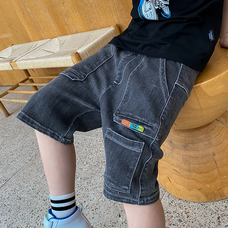 IENENS прямые брюки шорты Джинсы для детей с Джинсовые укороченные Сезон лето