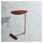 Простой современный прикроватный столик, железный арт-диван, угловой столик, ленивый прикроватный овальный журнальный столик для чтения, столешница из массива дерева