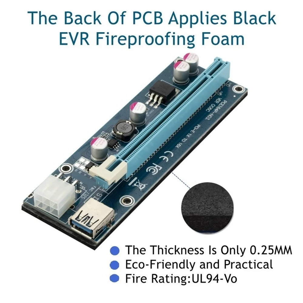 PzzPss 10 шт. VER006C PCIe 1x до 16x Экспресс Райзер карта графическая pci-e удлинитель 60 см USB 3 0