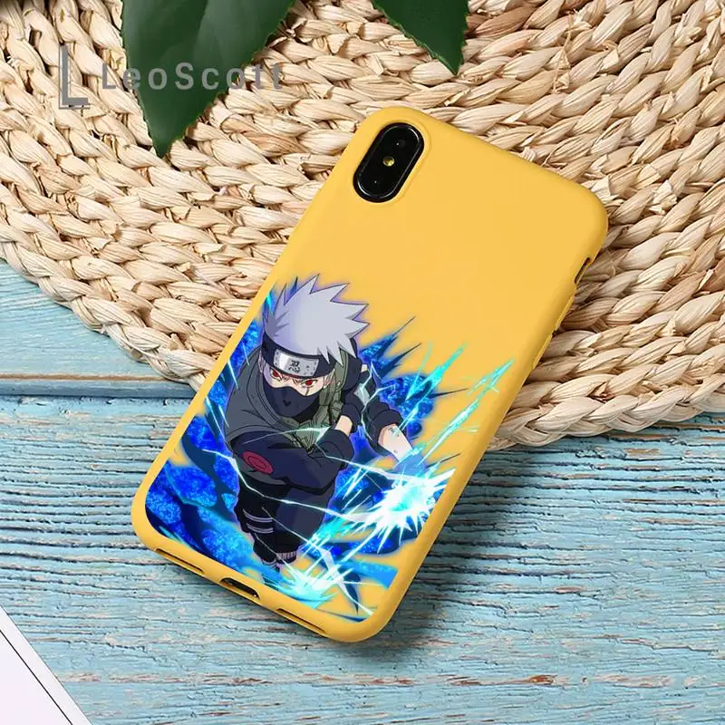 

Uzumaki Naruto Anime Kakashi Phone Case Yellow Candy Color for iPhone 11 12 mini pro XS MAX 8 7 6 6S Plus X SE 2020 XR
