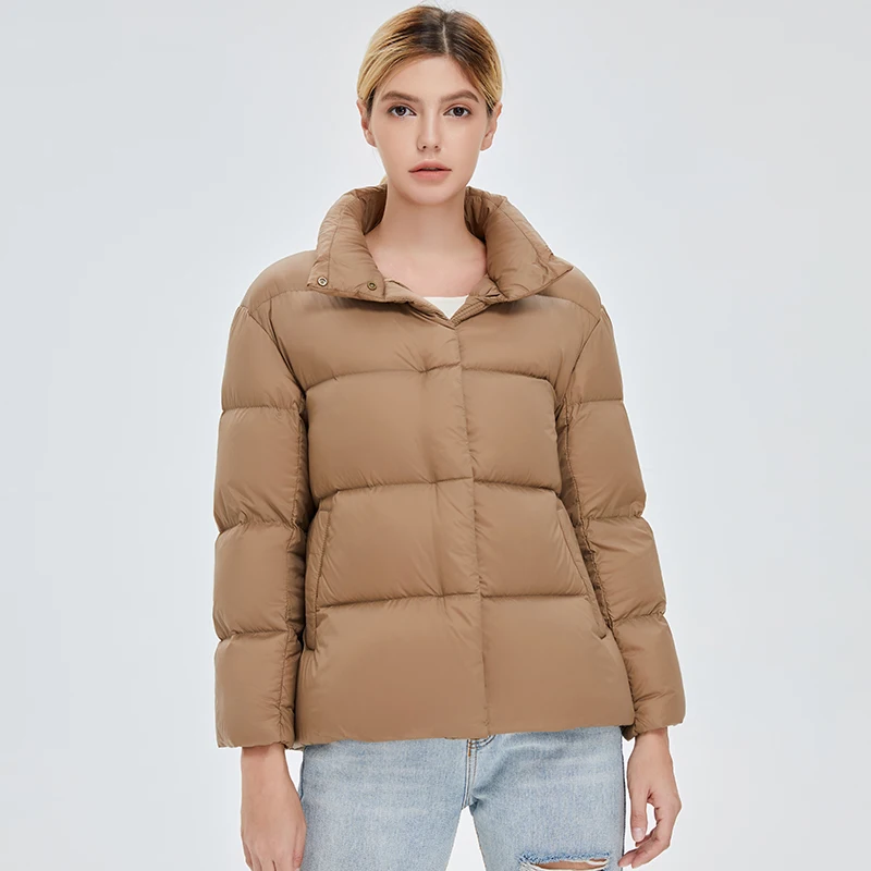 2022 New Winter Women Light 90% White Duck Down Coat Female Slim Solid Short Puffer Jacket Warm Casual Tops Plus Size Outwear