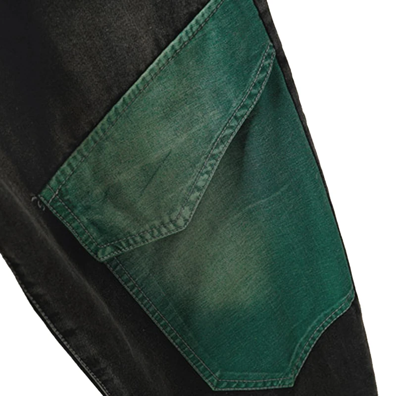 

Women Patchwork Jeans Denim Pants Casual Big Loose for Autumn Spring Retro Vintage Elastic Waist Female Bottoms A12191046