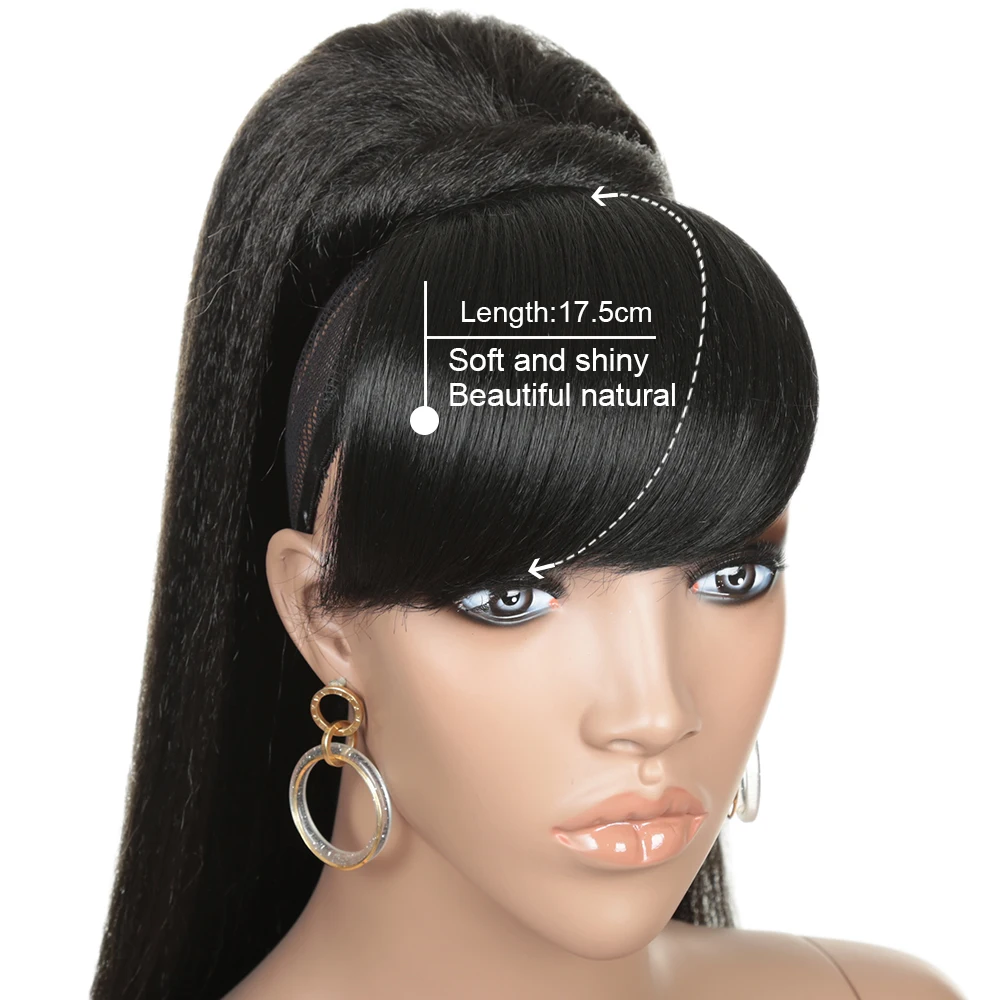 24 дюйма курчавый прямой конский хвост с челкой синтетическое наращивание волос