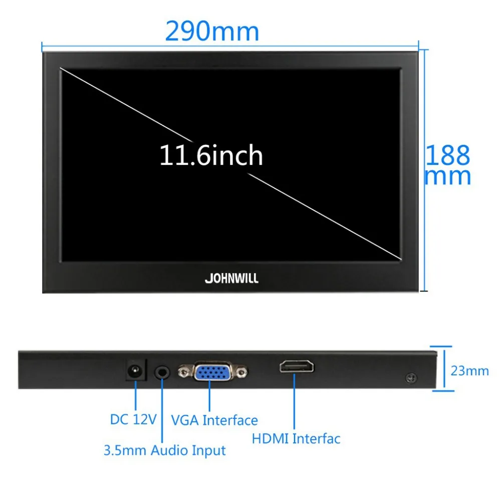 11,6 дюймов HD 1080P портативный монитор 1920x1080 ips широкоформатный светодиодный ЖК-Дисплей HDMI/VGA игровая консоль/Raspberry Pi PS3 PS4 Xbox360