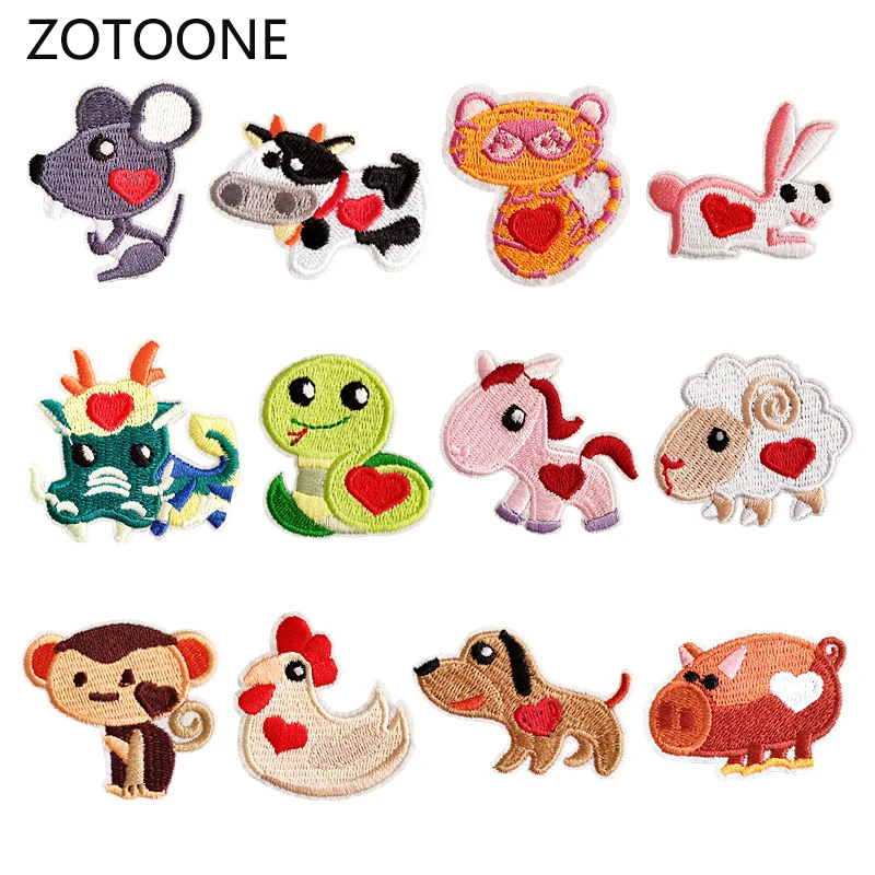 Нашивки с вышивкой ZOTOONE Мультяшные нашивки для одежды изображением двенадцати