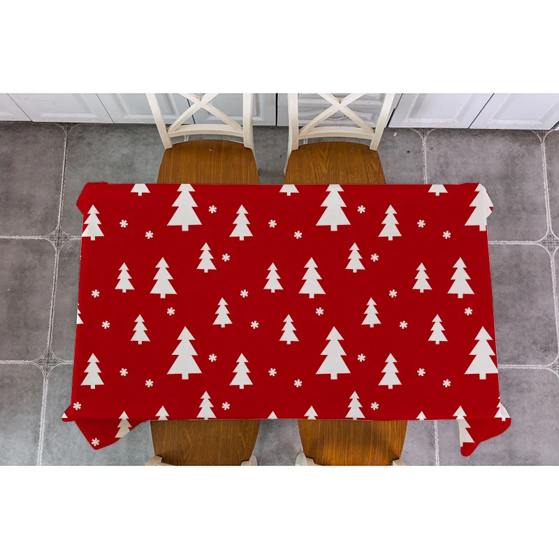 Рождественская Декоративная скатерть геометрическая решетка Санты лося льняная
