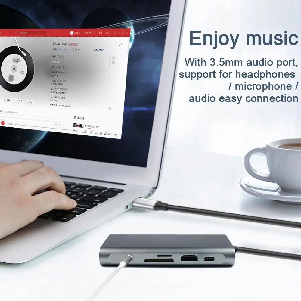 

Usb Hub Docking Station Type-c To HDMI-compatible VGA RJ45 USB 3.0 PD Charging 10-in-1 Multi-function Hub SD/TF Card Reader
