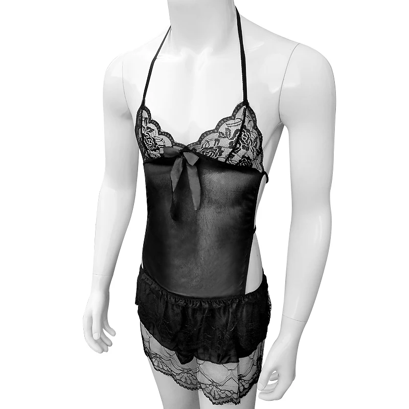 Кружевное экзотическое нижнее белье с открытой спиной прозрачное сексуальное