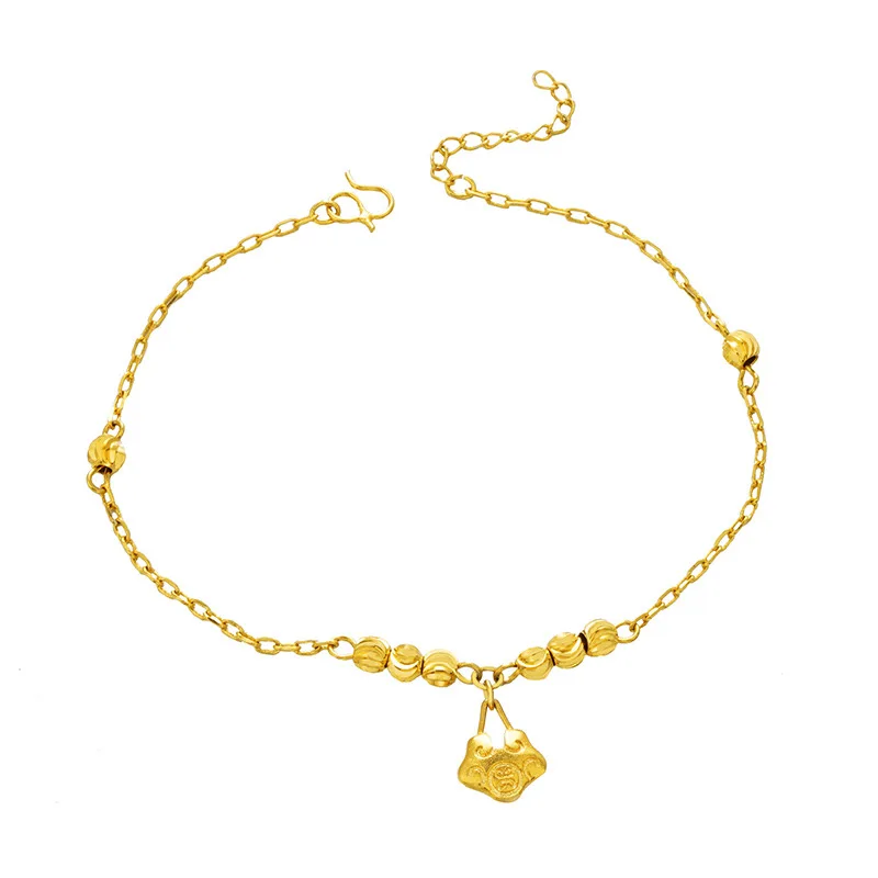 

OMHXFC JB15 Jewelry Wholesale European Fashion Fine Woman Girl Party Birthday Wedding Gift Lock Charm Lucky Beads Beach Anklet