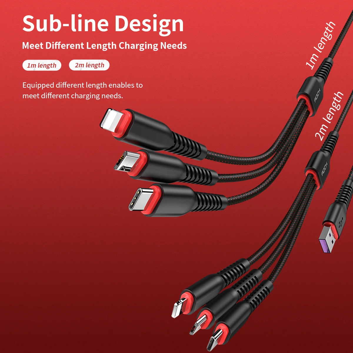 ROCK 6 в 1 usb-кабель для iPhone X XR 8 Lighting type C Micro кабель для samsung S9 S8 Высокопрочный металлический плетеный кабель для быстрой зарядки