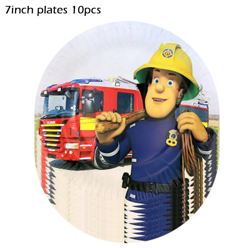 Fireman Series Paper Cups Plates Blowout Napkins Disposable Tableware Set Children Birthday Party Supplies Decorations | Дом и сад