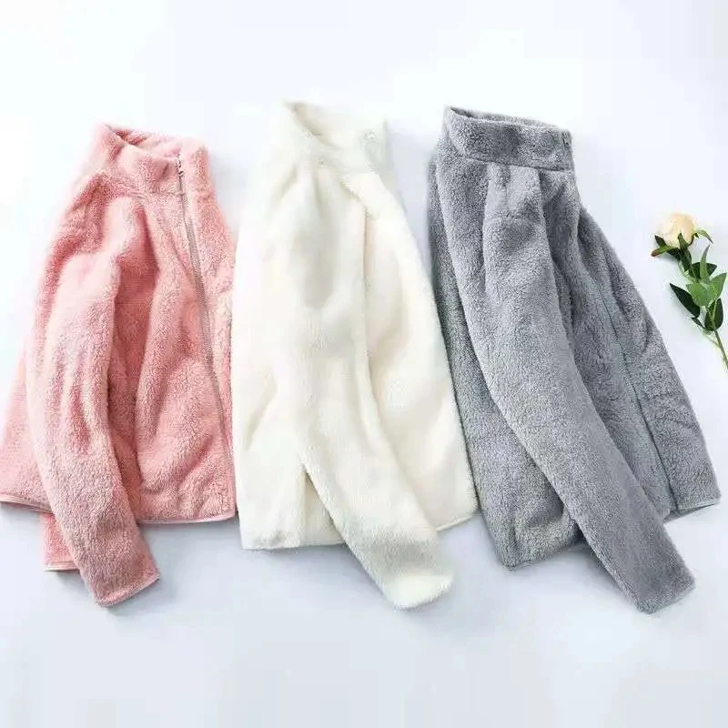 

Coral fleece fleece jacket women's plus size 2021 autumn and winter new style plus fleece thick warm double-sided plush cardigan