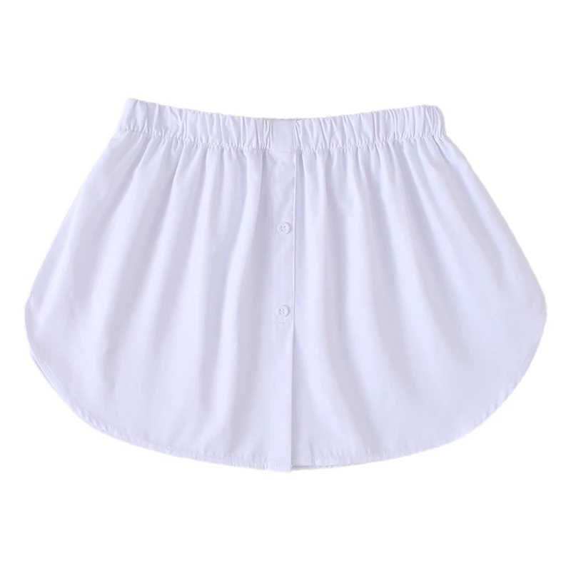 

Women Decorative Skirt Solid Color A-Line False Hem Button Layered Waist Apron D08E