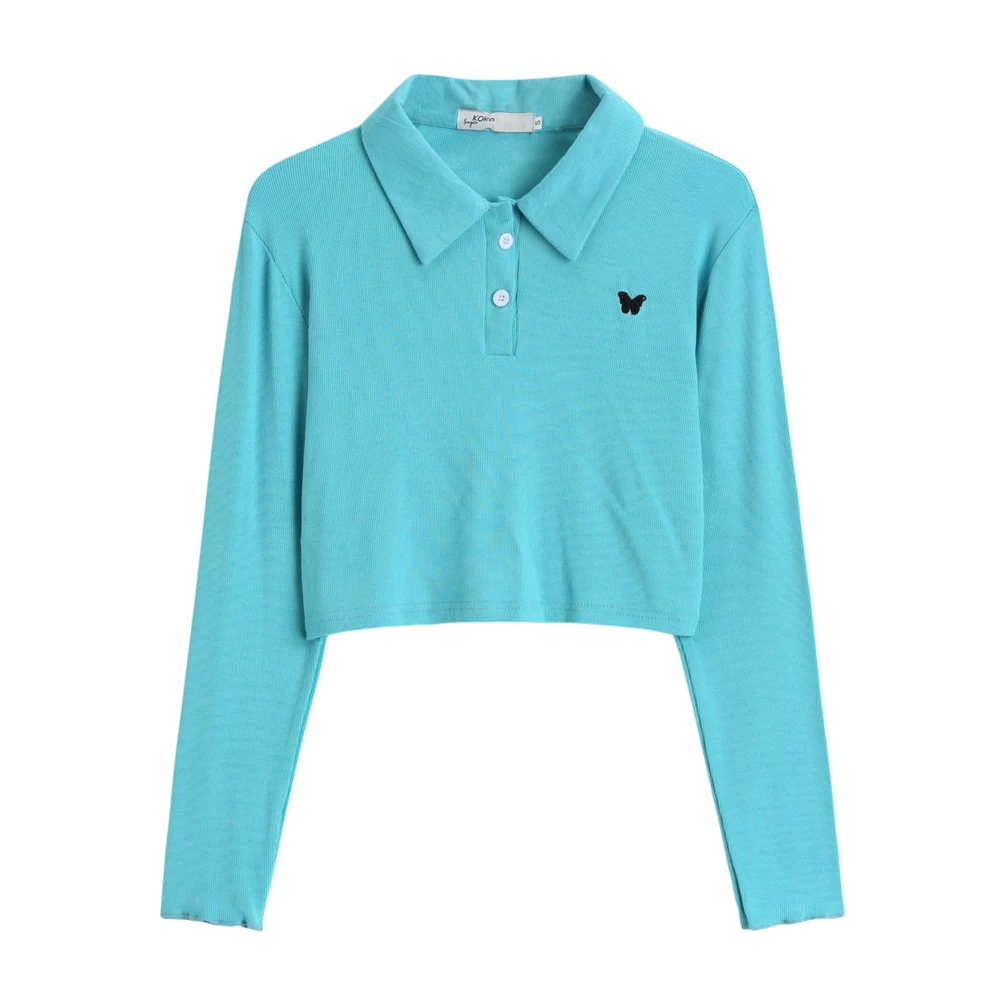 

Fashion Long Sleeve O-Neck Cropped Women Short Cotton T Shirt 2020 Autumn Spring Harajuku Streetwear Slim Tee Tops