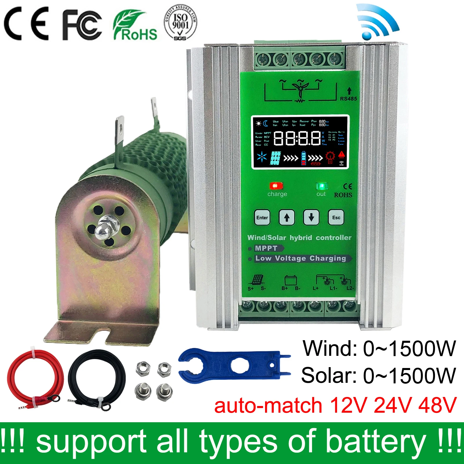 Акция 3000 Вт 12 В 24 48 MPPT гибридный контроллер заряда солнечной энергии регулятор Wi-Fi