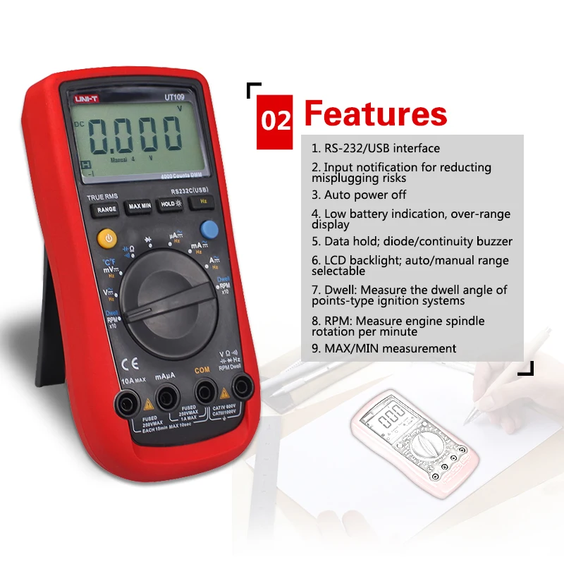 UNI T UT109 портативный автомобильный многофункциональные метры Автоматический
