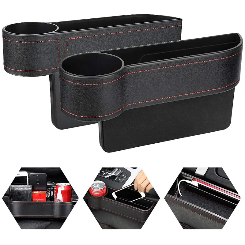 

Universal Auto Car Organizer Seat Gap Slit Pocket PU Leather Storage Box Phone Bottle Cups Holder For Car Accessories interior
