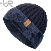 new unisex thick winter hat keep warm add fur lined flanging cap stylish beanie hats for men women warm outdoor knitted hat