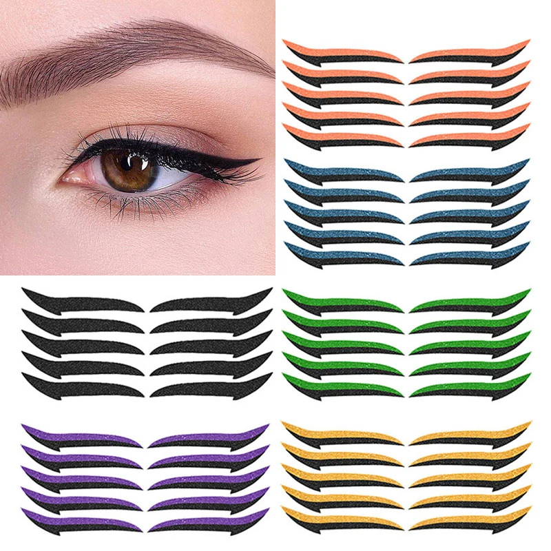 

5 пар водостойких двусторонних клеек для век, многоразовые блестящие наклейки для век, кошачий глаз, профессиональные инструменты для макия...