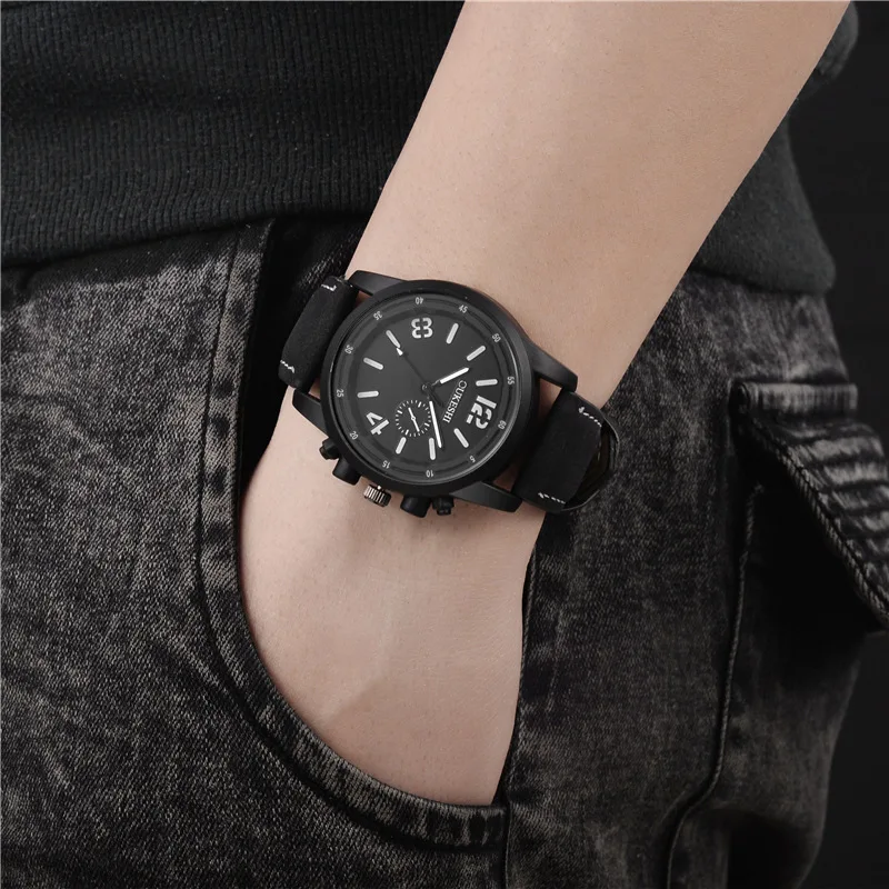 Роскошные мужские часы новинка 2019 Ультратонкие из джинсовой кожи спортивные