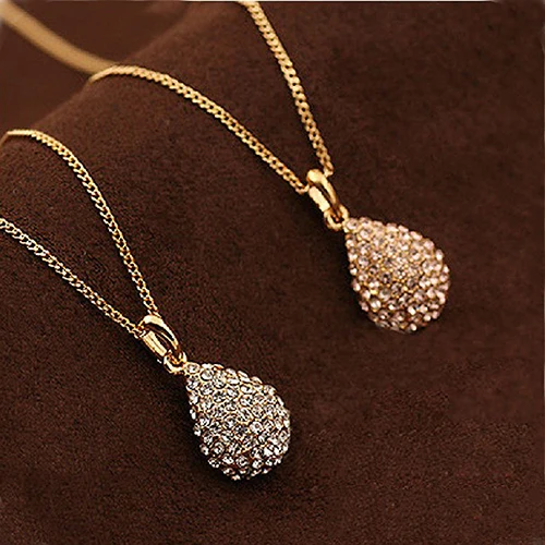 Fashion Valentine Women Necklace Girl Shiny Rhinestone Teardrop Pendants choker Bridal Jewelry bijoux femme Woman's accesories |