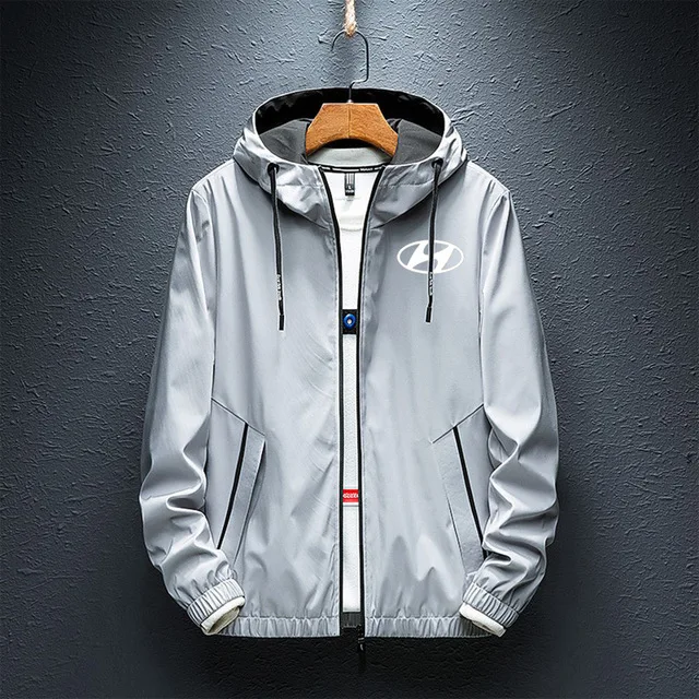 

New Fashion Casual Hyundai Car logo Print Coat Spring Hoodies Jacket Men's Street Windbreaker Hoodie Zipper Thin Jacket