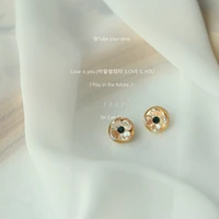 925 silver needle gold plated 14k round small flower earrings for women high end creative design trendy fashion jewelry earrings