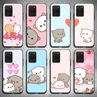 cute peach mochi cartoon cat phone case for samsung galaxy s21 plus ultra s20 fe m11 s8 s9 plus s10 5g lite 2020