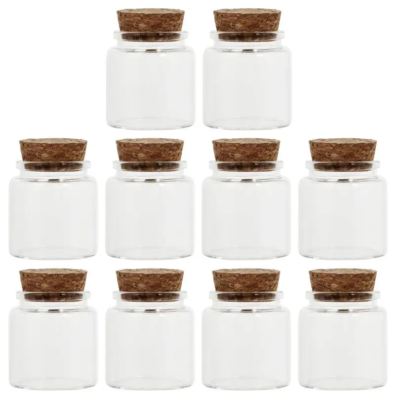 

10 Pcs Smooth Glass Bottles Sturdy Juice Bottles Reusable Beverage Bottles Cork Stopper Borosilicate Glass Bottle Storage Bottle