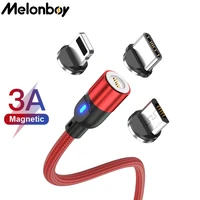 melonboy magnetic charger 3a usb c cable for iphone samsung xiaomi android fast charging cable usb data cable fast charging cord