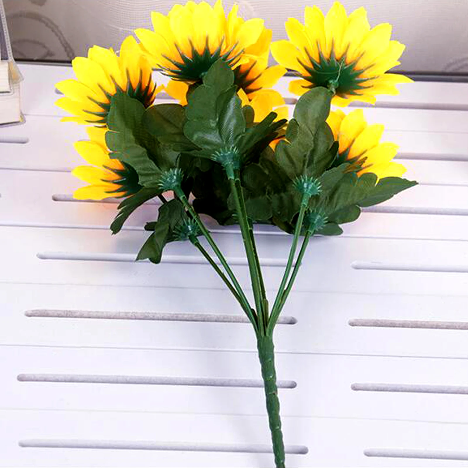 Букет подсолнухов из искусственного шелка 7 голов 30 см искусственный цветок