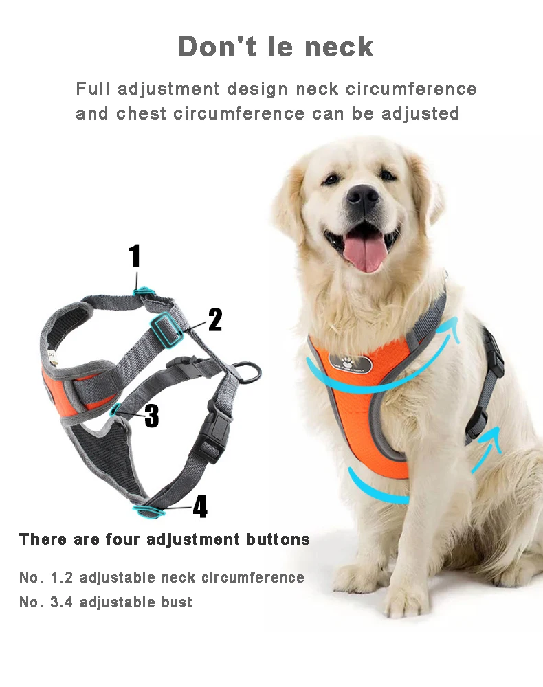 Нагрудный поводок для собак крупных пород регулируемый ошейник съемная