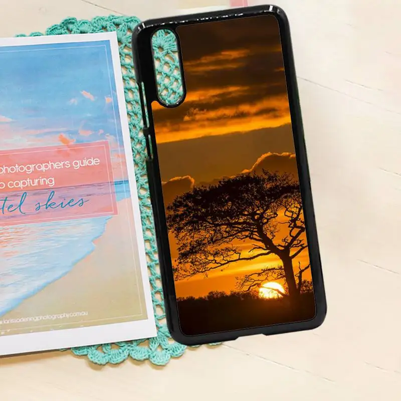 

Tree sunset dusk landscape luxury mobile coverPhone Case PC for iPhone 11 12 pro XS MAX 8 7 6 6S Plus X 5S SE 2020 XR